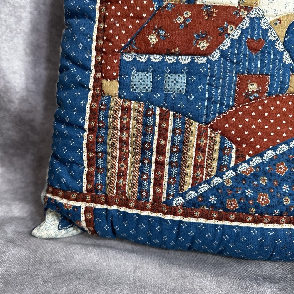 15x15 Cottagecore Quilted Throw Pillow‎ Country Floral Scene Grannycore - Picture 6 of 8